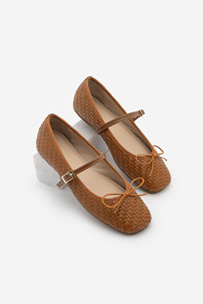 Marjin Γυναικείο πλεκτό μοτίβο με λεπτομέρεια φιόγκου και λουράκια, στυλ Mary...