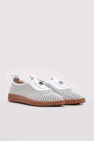 Ayakkabıhane Inside and Outside Genuine Leather White Women's Casual Daily Sh...