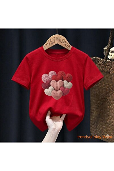 playwear Little Hearts Knitted Printed 100% Children's Unisex T-Shirt 5 6 -7 ...