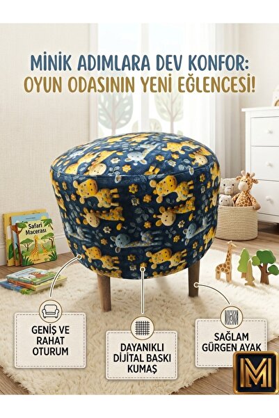 MEDET HOME zürafa puf trend puf f koltuk puff bench dekoratif bohem doğal gür...