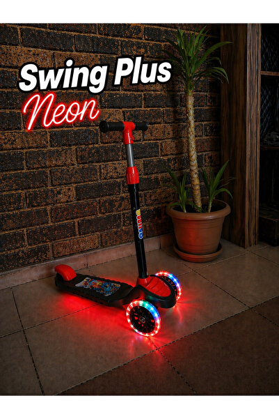 POZART Swing Plus Neon 3Tekerli Led Işıklı Ekstra Taban Aydınlatma 40Kğ Kapas...