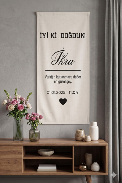 ARFANO Kişiye Özel İsimli Doğum Günü Duvar Örtüsü Kumaş Parti Fonu Afiş, Happ...