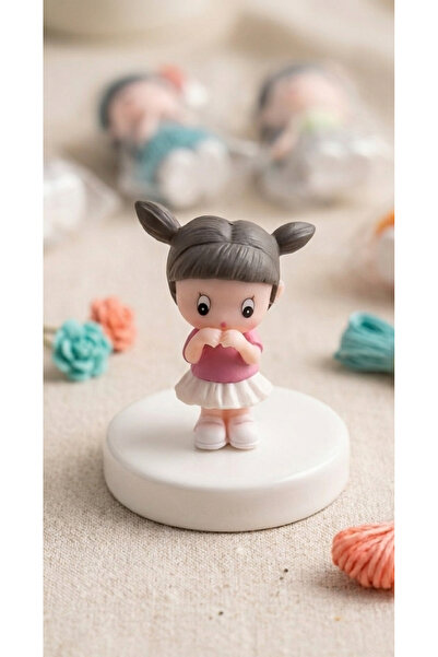 Şirin Sevimli Mini Kız Biblo - 5 cm Dekoratif Hediyelik Figür - Masa Üstü Süs...
