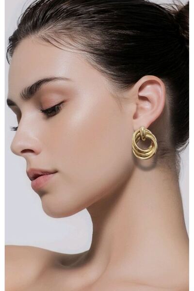 Monalisa Home Figured Gold Yellow Color Special Design Earrings