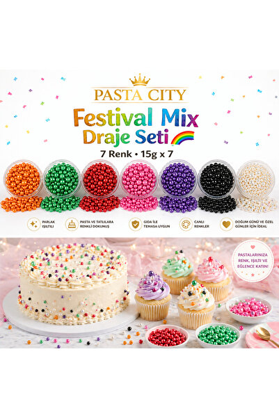 pastacity Pasta City Festival Mix Draje Seti 7 Renk (15g x 7) Yenilebilir Pas...