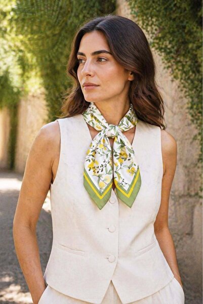 By Zeyna Aksesuar Women's 50X50 cm Patterned Scarf – Silk Satin Look Stylish ...