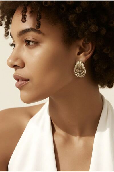 Monalisa Home Figured Silver Color Special Design Earrings