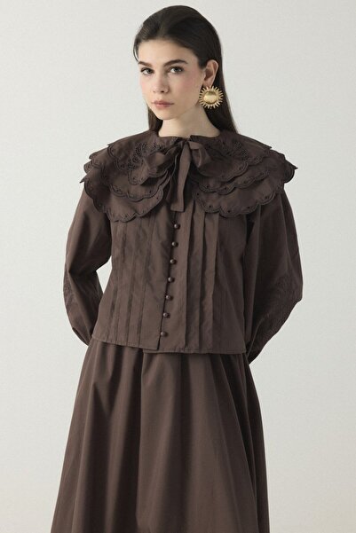 ASEDE Σετ φούστας από δακρόν με κέντημα στο γιακά