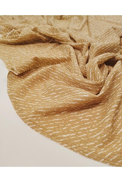 Kumaş Parça Μουσταρδί Εκρού Διάτρητο Ύφασμα Ζέρσεϊ Λεπτό Ελαστικό Ντραπέ Ύφασ...