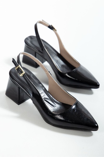 derim shoes Black Yanki Patent Leather Heeled Women's Shoes