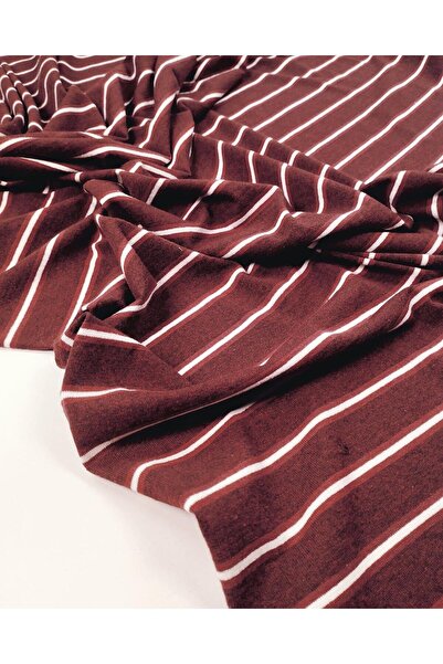 Kumaş Parça Βουργουνδί χρώμα με λευκές ρίγες, χτενισμένο βαμβακερό ύφασμα, ελ...