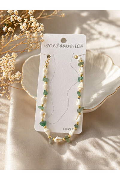 BERF JEWELLERY Yeşil Deniz Kabuklu Halhal