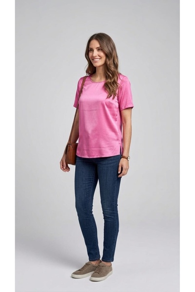 MAXLEVEL MODA Γυναικεία μπλούζα με σατέν μπροστινό μέρος και μεταξένια υφή στ...