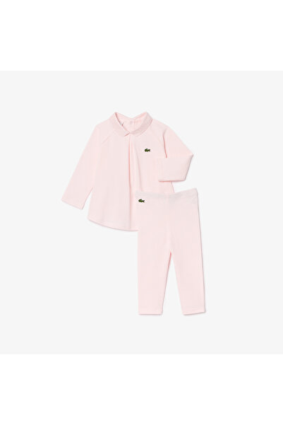 Lacoste Kız Çocuk Uzun Kollu Polo Yaka Açık Pembe Pijama Takımı