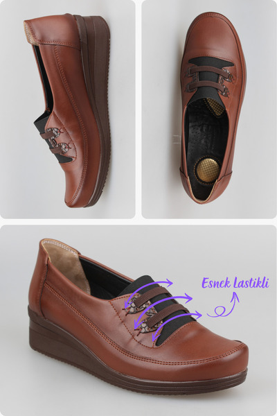EDİK Shoes for Daily Use and Mother's Day, Genuine Leather Lining, Comfortable Cushioned System