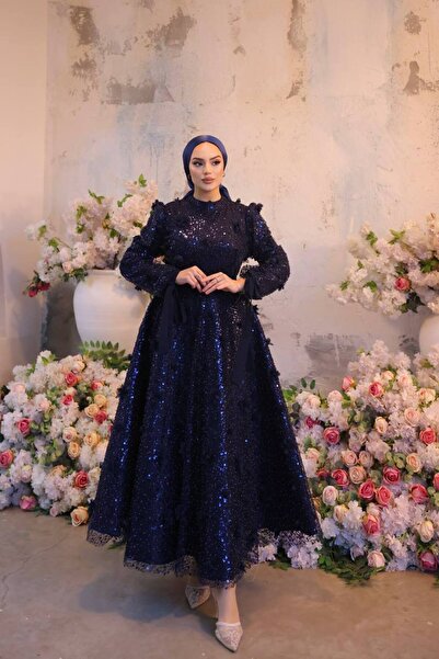 asyadabutik Γυναικείο Ροζ Φόρεμα με Λεπτομέρεια Ροζέτα στη Μέση, Μεγάλο Μέγεθ...