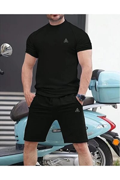 DİVİN Unisex Printed Oversize Top-Bottom Set Bartik Shorts T-Shirt