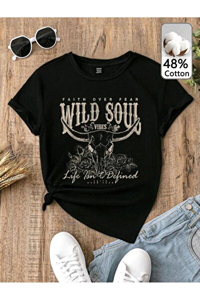 DİVİN Unisex Cool Cowboy Printed Streetwear T-Shirt