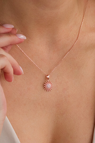Fionte Accessories Zirkon Taş, 925 Ayar Gümüş, Rose Altın Kaplama, Tasarım, G...