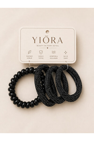 yiora Ασημί λαστιχάκι και κούμπωμα καλωδίου 4 τεμαχίων που δεν σπάει τα μαλλι...