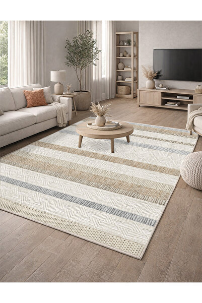 Lioara Home İskandinav Modern Dijital Baskı Halı | Yıkanabilir Kaymaz Taban S...