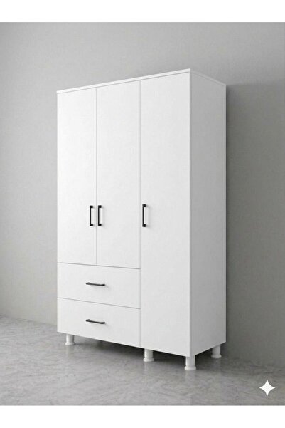 artı dizayn mobilya 105x45 2 ÇEKMECELİ 3 KAPAKLI RAFLI GARDIROP BEYAZ- ANTRAS...