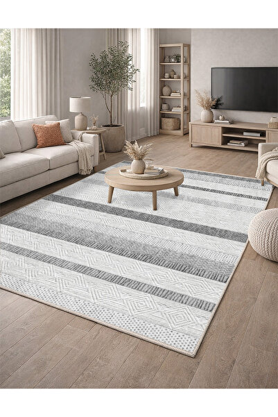 Lioara Home İskandinav Modern Dijital Baskı Halı | Yıkanabilir Kaymaz Taban S...