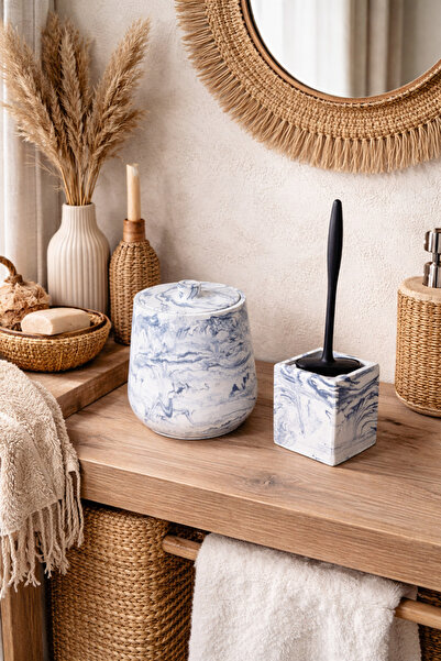 Zigzag Home Διακοσμητικό σετ μπάνιου με μαρμάρινο σχέδιο, κάδος απορριμμάτων ...