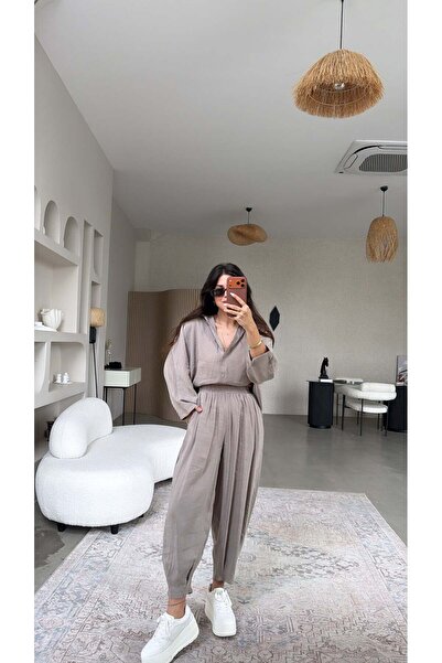 Buket Teke Σετ παντελονιού και πουκάμισου από βιζόν και τένσελ