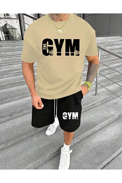 DİVİN Unisex Printed Oversize Top-Bottom Set Bartik Shorts T-Shirt