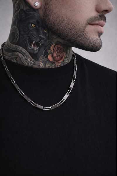 Boldy Stainless Steel Necklace - Bar-Link Chain Necklace - Steel Necklace - P...