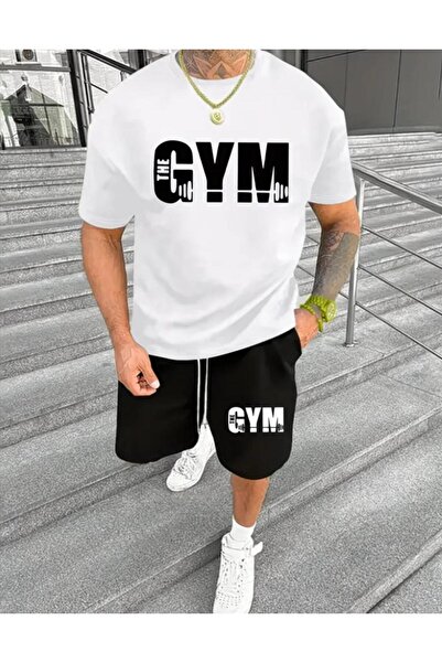 DİVİN Unisex Printed Oversize Top-Bottom Set Bartik Shorts T-Shirt