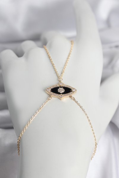 Toptan Bulurum Brass Eye Model Gold Color Zircon Stone Women's Shahmeran