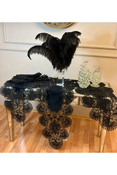 Ceki Home Σετ Σαλονιού Μαύρο 7 Τεμάχια Λινό Γαλλική Δαντέλα Χωρίς Ραφές Είδη ...