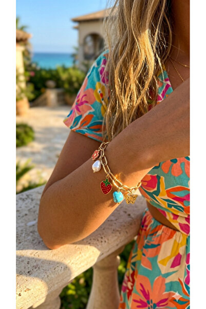 İNN JEWELLERY Çelik Bileklik Kararmaz Antialerjik Çilek Figürlü (2 Yıl İthala...