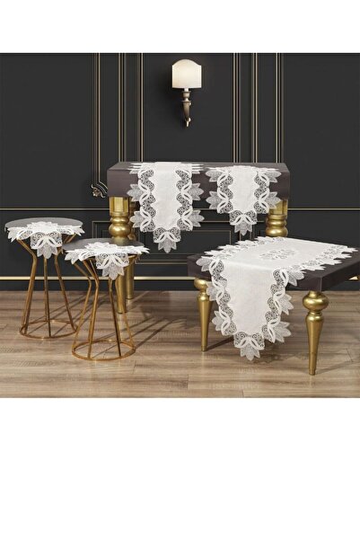 Ceki Home Σετ Σαλονιού με Ράνερ, Λινά Είδη Γαλλικής Δαντέλας, Προϊόντα Προίκω...