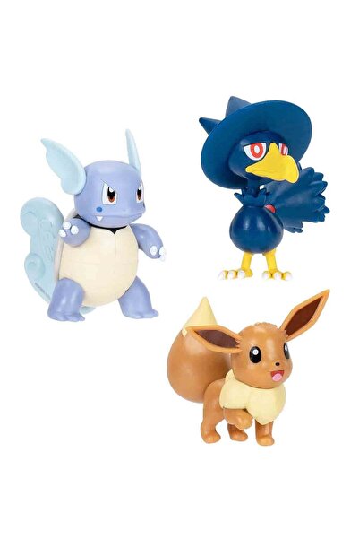 Pokemon Battle 3'lü Figür Seti Eeve Wartortle Murkrow