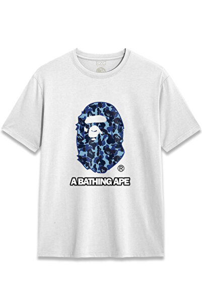 EZG Business Bathing Bape Blue Camouflage Tshirt Design Printed T-Shirt Unise...
