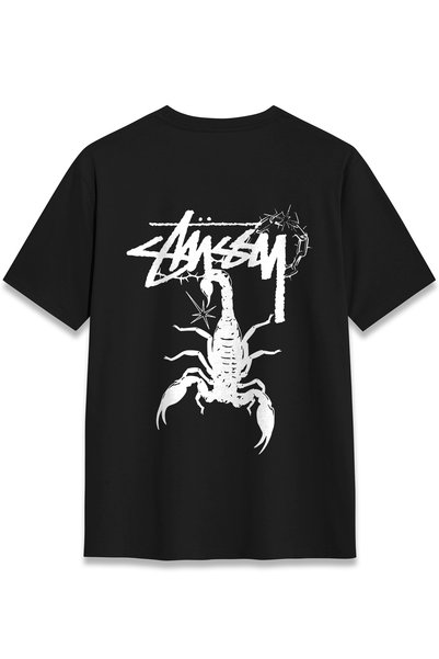 EZG Business تي شيرت Stüssy Scorpion بتصميم مطبوع للجنسين مصنوع من القطن بنسب...