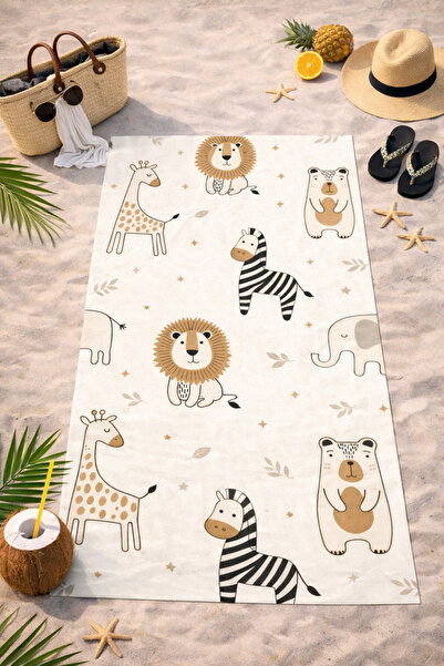 HiraEv Patterned Children's Beach Towel |   Lightweight, Sand-Repellent, Quic...