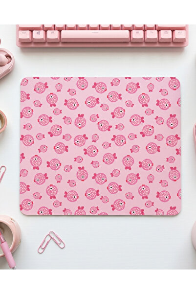 matizya Sevimli Balık Desenli Mousepad – Kawaii Aesthetic Pembe Mouse Pad, Ma...