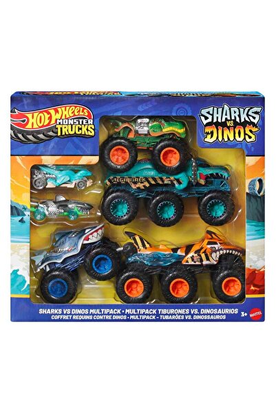 HOT WHEELS Monster Trucks Köpek Balığı ve Dinozor Araba Multi Paket JGD68