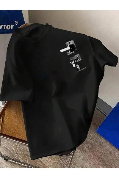 CLASSY.MODA Unisex Μαύρο μπλουζάκι με στάμπα oversize Streetwear Άνετη εφαρμο...