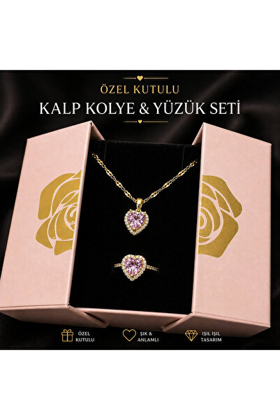 seraptakidunyasi Sevgiliye Özel Hediye, Şık Kadın Çelik Kalp model Takı Seti,...