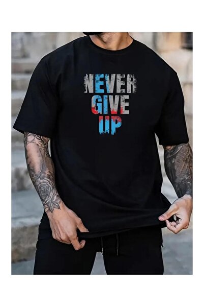 CLASSY.MODA Unisex Μαύρο μπλουζάκι με στάμπα oversize Streetwear Άνετη εφαρμο...