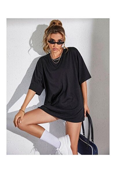 CLASSY.MODA Unisex Μαύρο μπλουζάκι με στάμπα oversize Streetwear Άνετη εφαρμο...