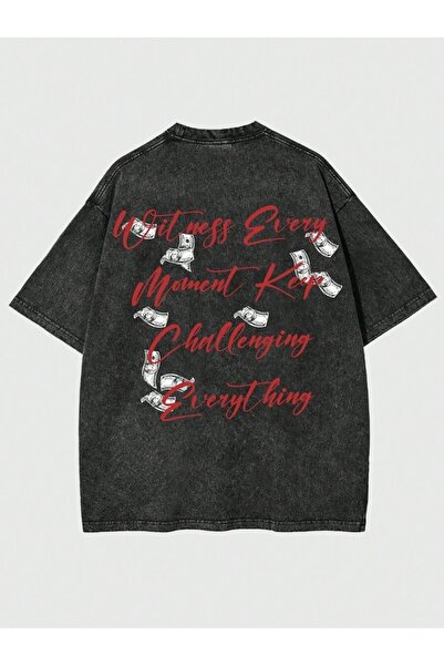 CLASSY.MODA Unisex Μαύρο μπλουζάκι με στάμπα oversize Streetwear Άνετη εφαρμο...