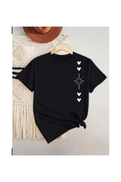 CLASSY.MODA Unisex Μαύρο μπλουζάκι με στάμπα oversize Streetwear Άνετη εφαρμο...