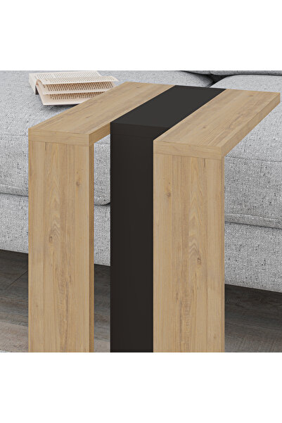Mourah Home Muju C End Table 30cm W - Sapphire Oak/Silky Black/Sapphire Oak