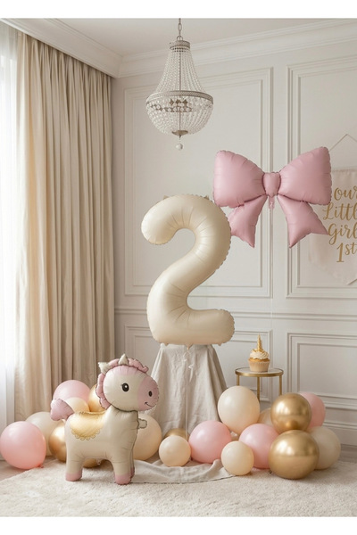 Öztürkpartievi 2 Yaş Doğum Günü Soft Balon Seti - Fiyonk & Sevimli At Ünicorn...